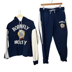 Born Fly Men's Navy Blue Matching Jogger Set 2XL-Top & XL Bottom